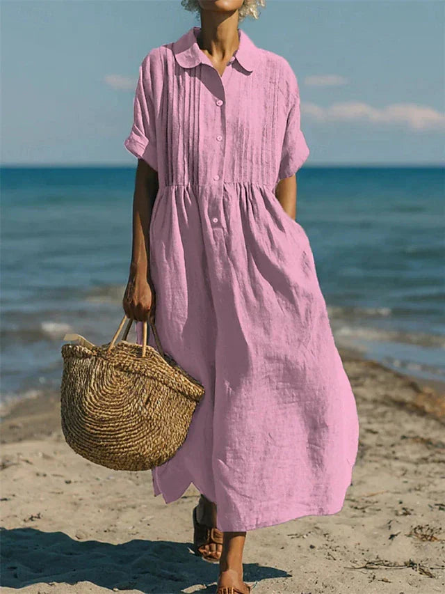 Janny – Elegantes Fließendes Baumwoll Shirtkleid