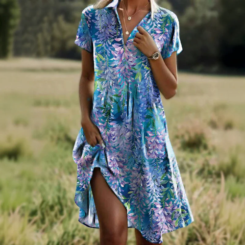 Rasanjali - Bedrucktes Kleid Mit V-Ausschnitt