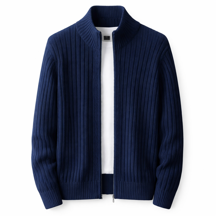 Bjarte – Gerippter Strickjacke Mit Reißverschluss