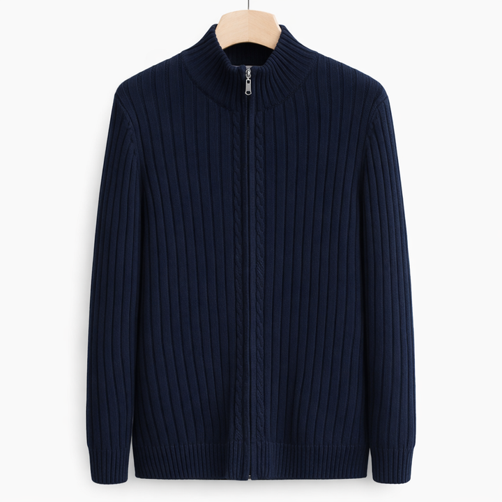 Bjarte – Gerippter Strickjacke Mit Reißverschluss