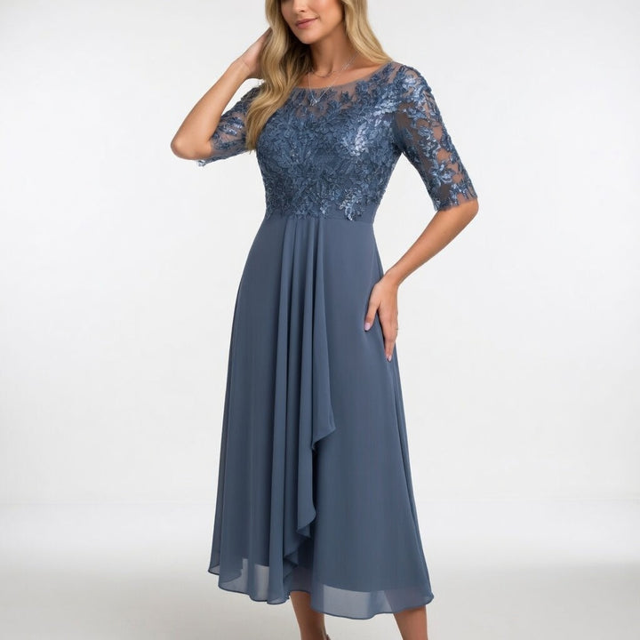 Zerda – Elegantes Midi Kleid Aus Spitze