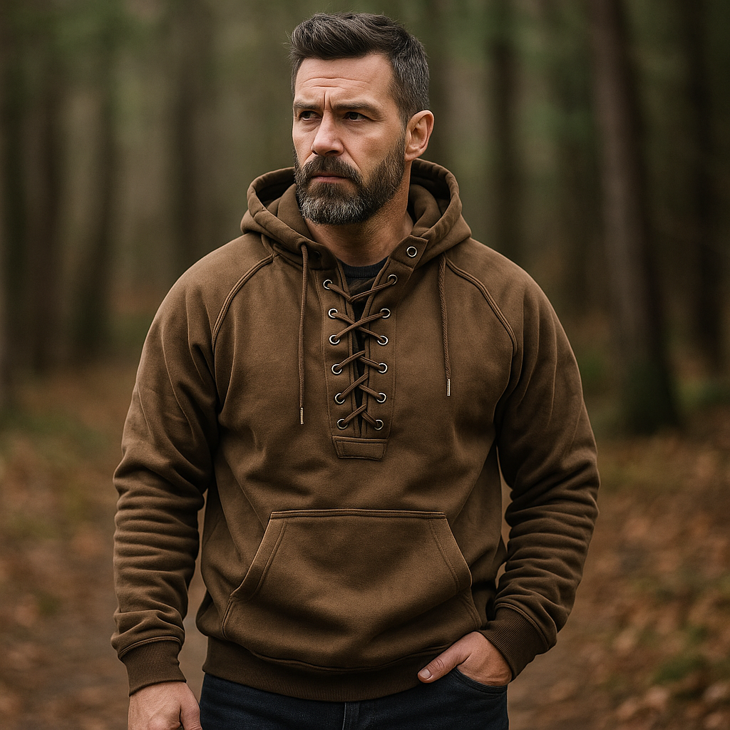 Ronan – Lässiger Kapuzenpullover Mit Schnürung Und Langen Ärmeln