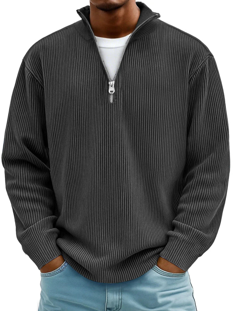 Keanu - Langarm-Pullover Mit Halbem Reißverschluss