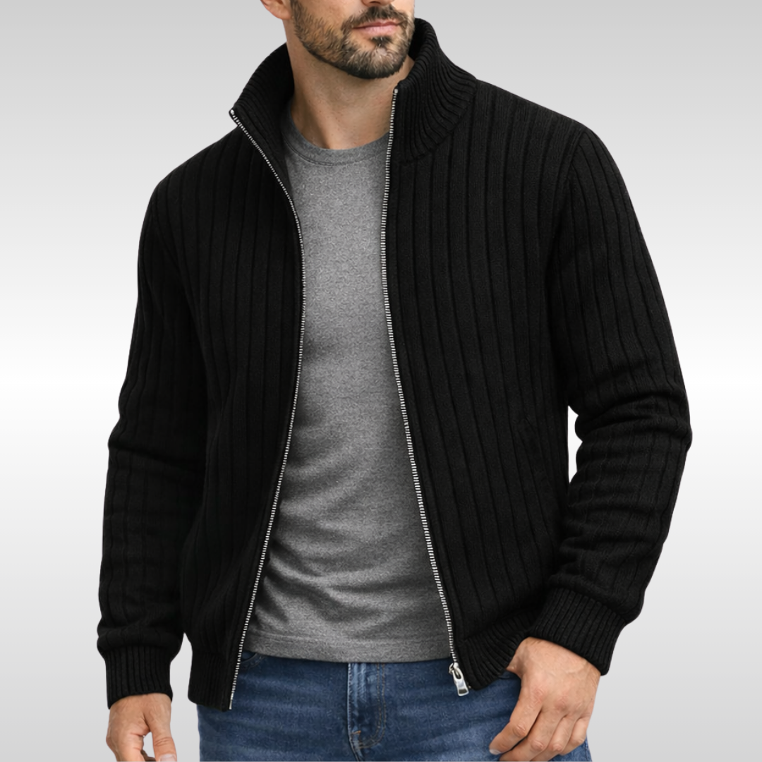Roald – Klassische Strickjacke Mit Reißverschluss