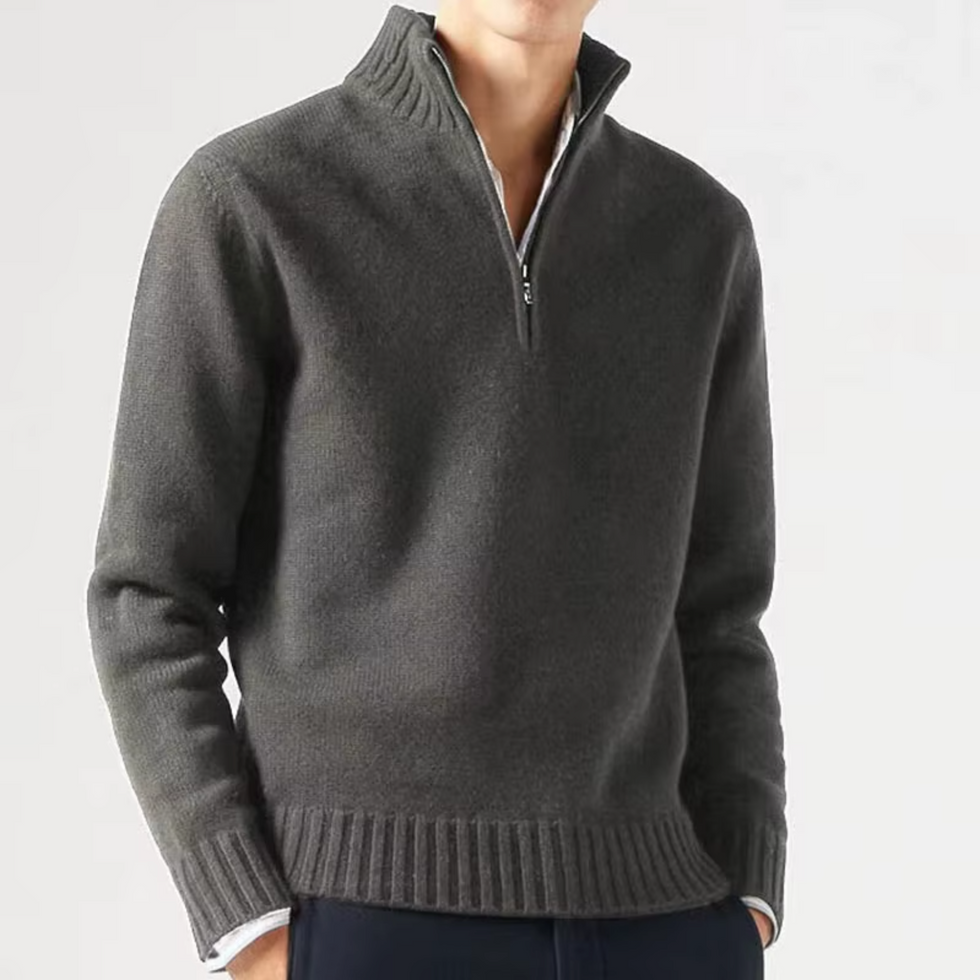 Larsen – Strickpullover Mit Halbem Reißverschluss