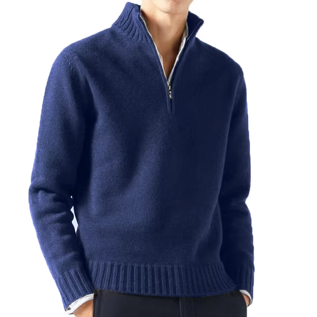 Larsen – Strickpullover Mit Halbem Reißverschluss