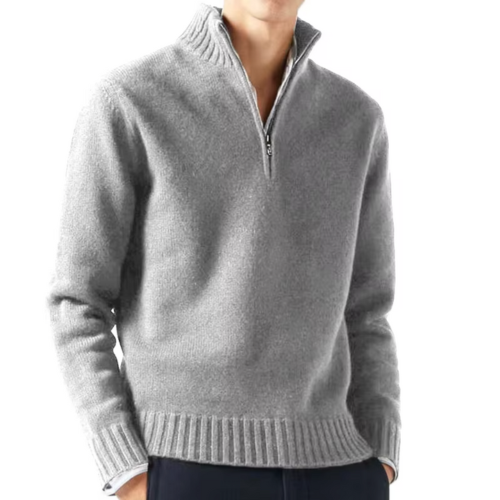 Larsen – Strickpullover Mit Halbem Reißverschluss