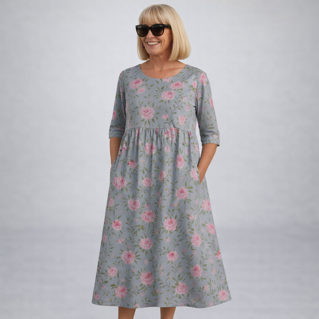 Zunia – Midi-Kleid Mit Blumenmuster Und Taschen