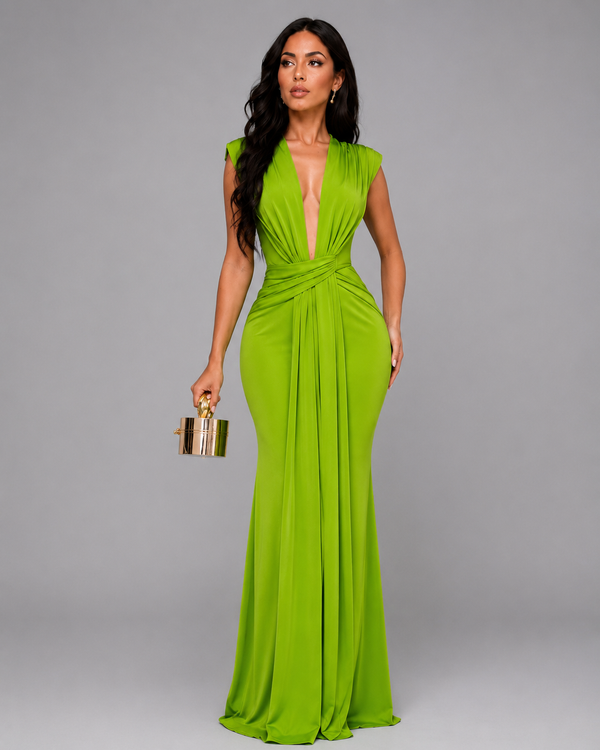 Femke – Maxikleid mit V-Ausschnitt Und Rüschen