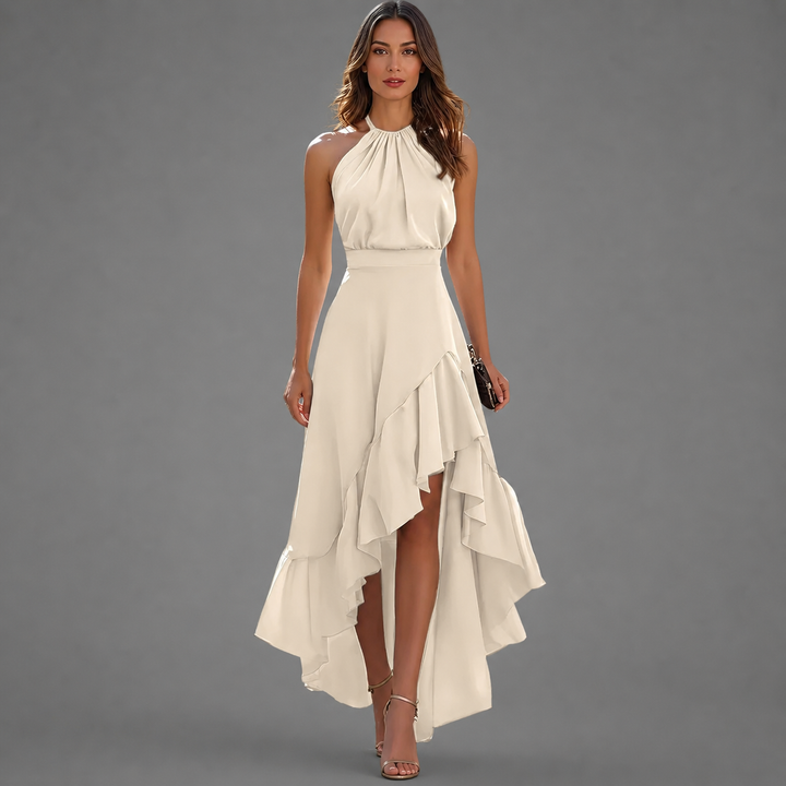 Benetou - Maxikleid Mit Neckholder Und Rüschen Vorne Kurz Hinten Lang