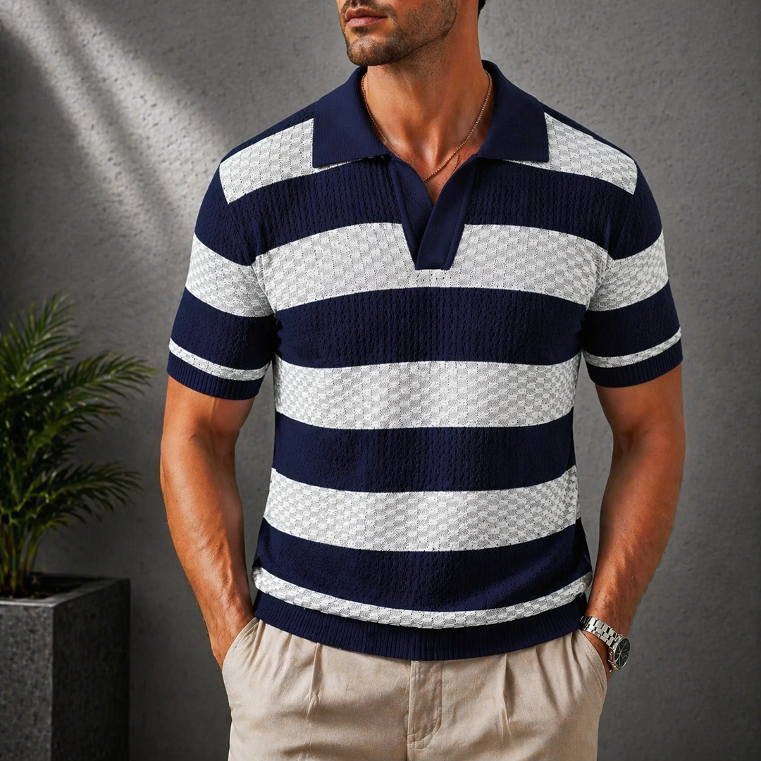 Leunard – Gestreiftes Strick-Polo Hemd