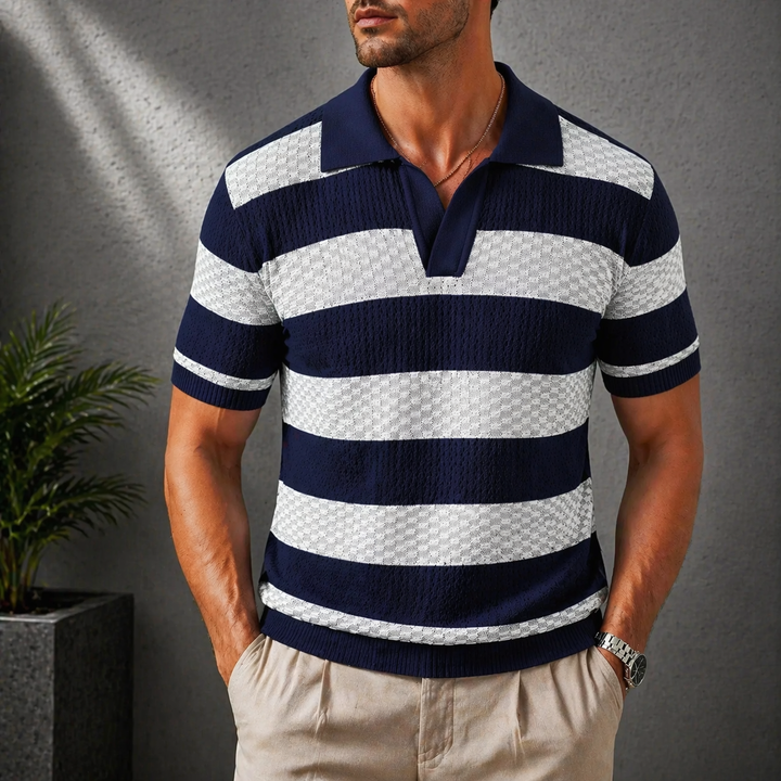 Leunard – Gestreiftes Strick-Polo Hemd