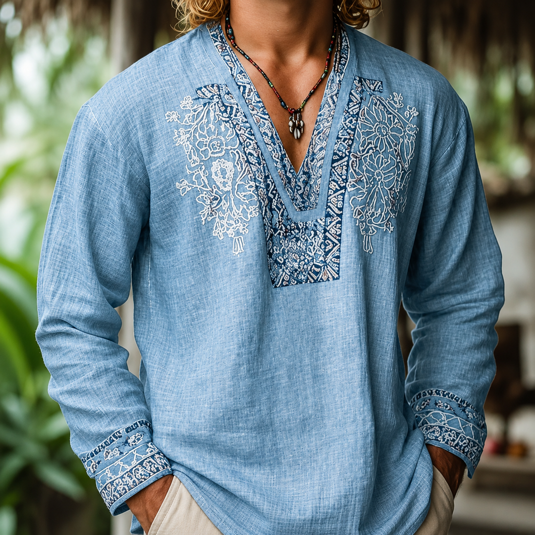 Tayson – Sommer Hemd Im Bohemian-Stil Mit Stickerei