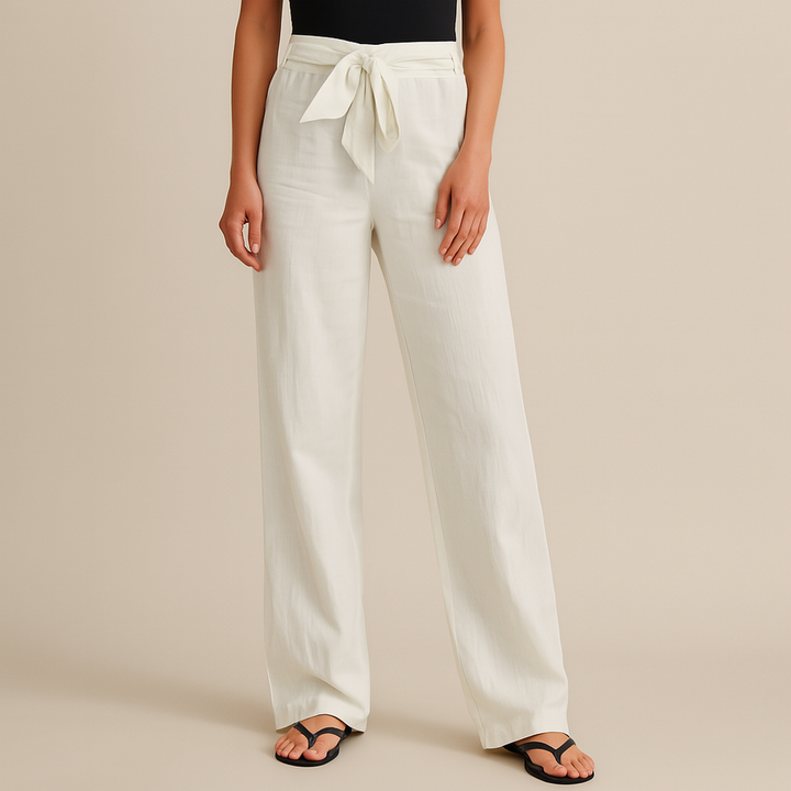 Gwyneth – Elegante Leinenhose Mit Bindegürtel