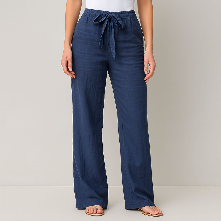 Gwyneth – Elegante Leinenhose Mit Bindegürtel