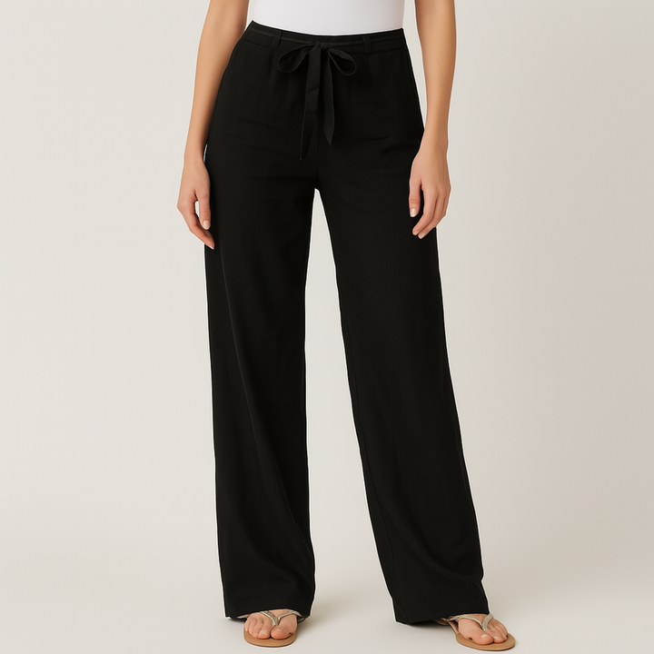 Gwyneth – Elegante Leinenhose Mit Bindegürtel