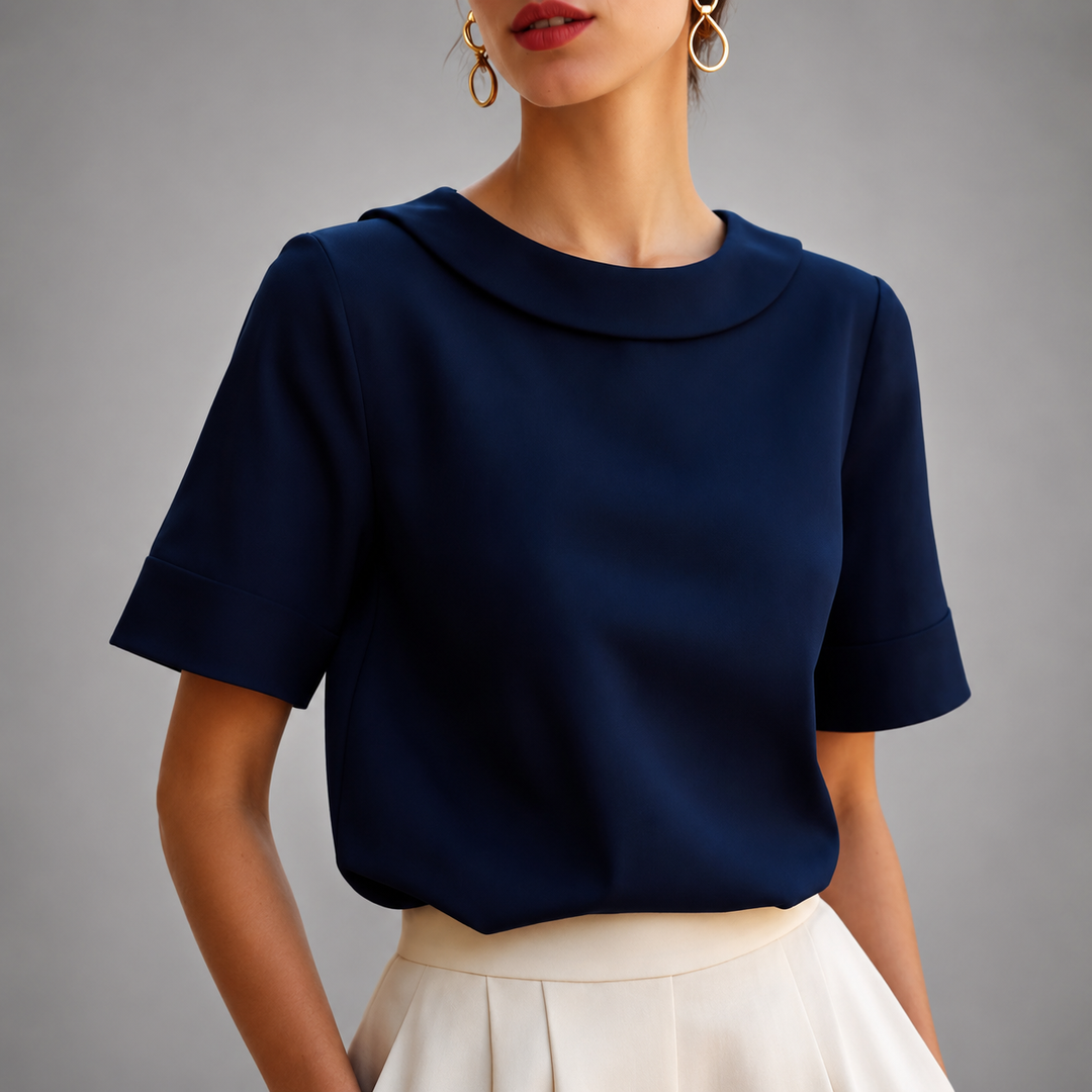 Genila – Bluse Mit Kurzen Ärmeln Und Rundkragen