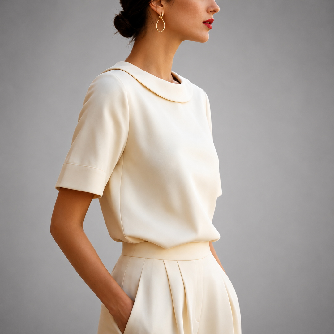 Genila – Bluse Mit Kurzen Ärmeln Und Rundkragen