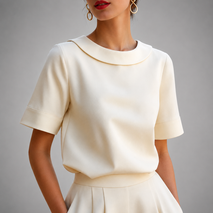 Genila – Bluse Mit Kurzen Ärmeln Und Rundkragen