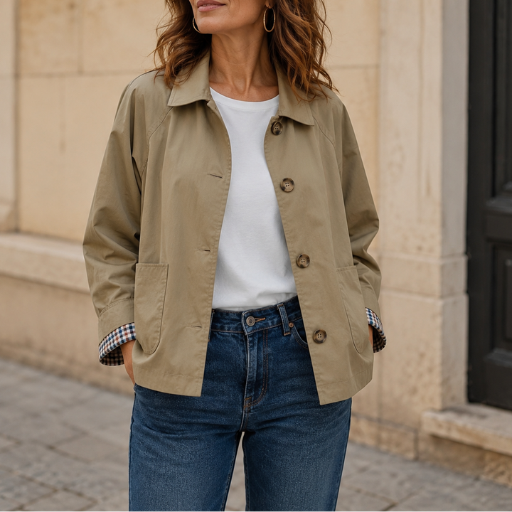 Alyona - Stylische Langarm Jacke Mit Knopfleiste