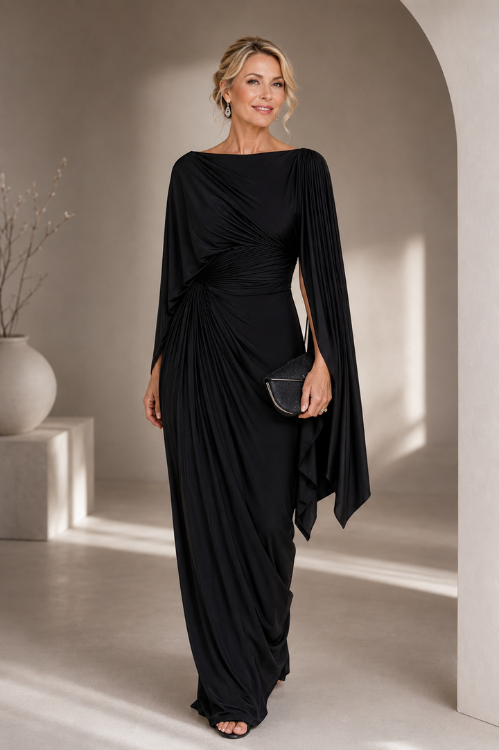 Mirona – Maxikleid Mit Falten Und Cape