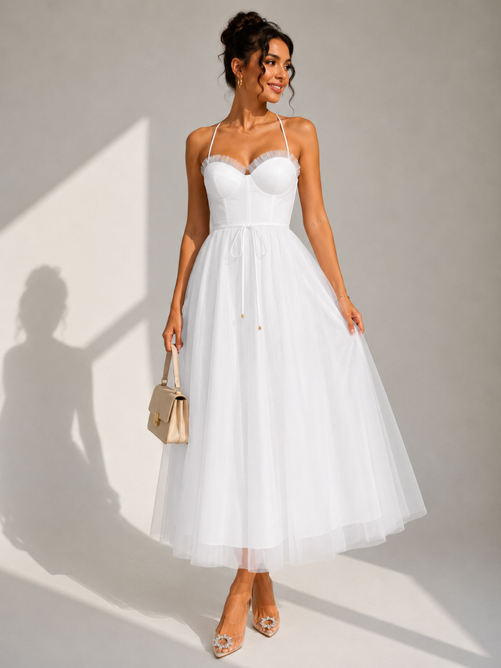 Chiyoko - Elegantes Midikleid Mit Offenem Rücken