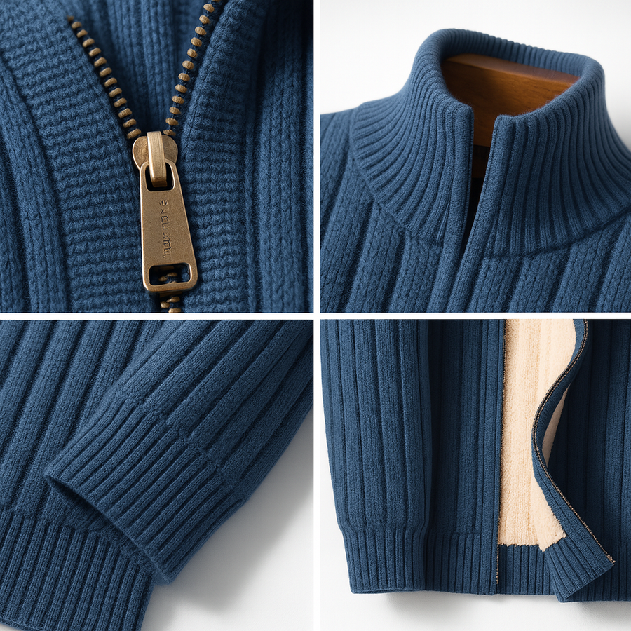 Artan – Gestrickte Kaschmir Strickjacke Mit Reißverschluss