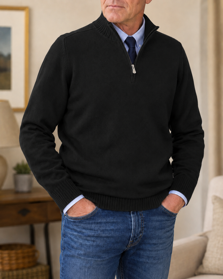 Abdel – Langarmpullover Mit Viertelreißverschluss