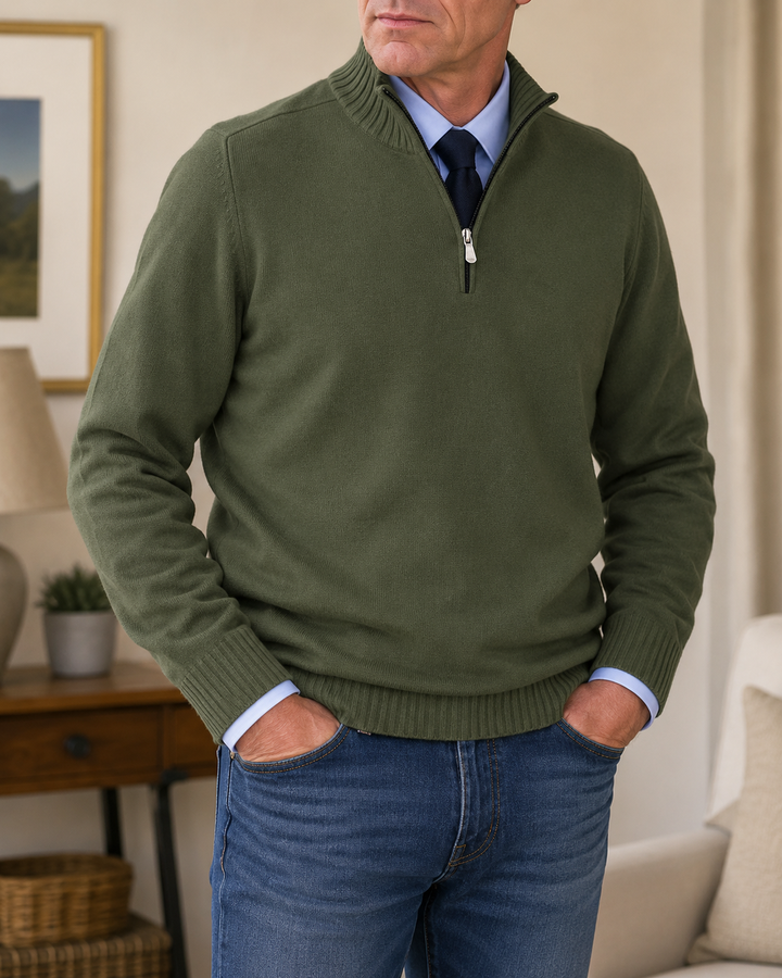Abdel – Langarmpullover Mit Viertelreißverschluss