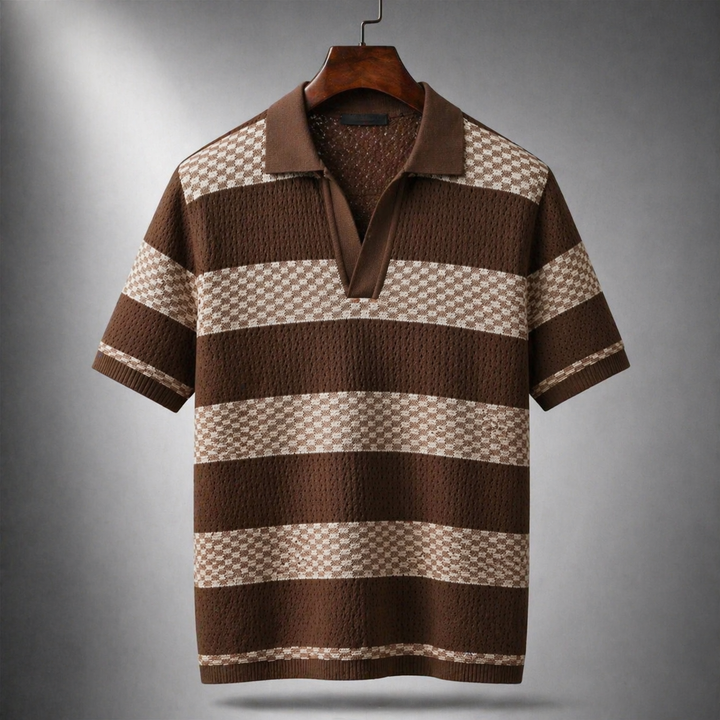 Leunard – Gestreiftes Strick-Polo Hemd