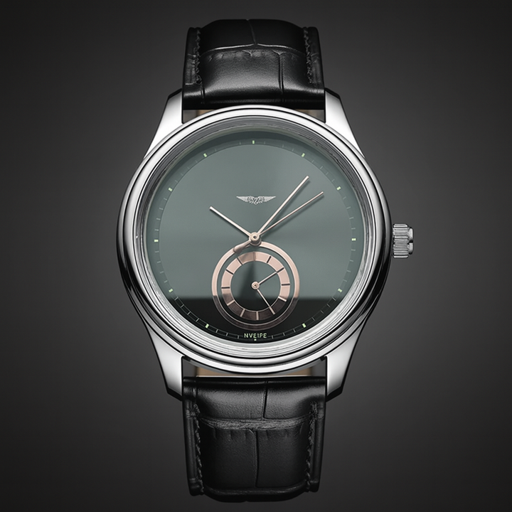 AurexTime – Klassische Lederuhr Mit Zweifarbigem Goldenem Zifferblatt