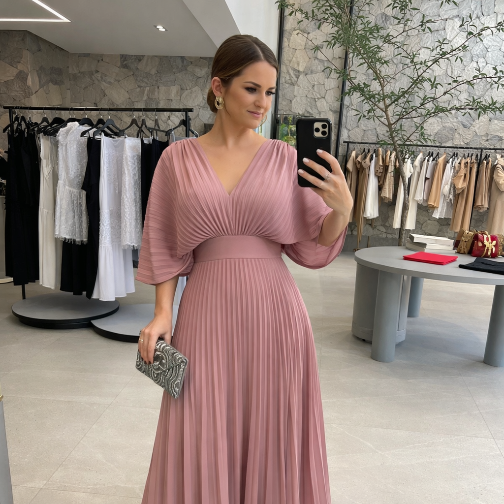 Valerija - Lebhaftes Maxi Kleid Mit Falten