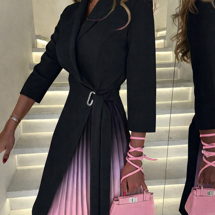 Meja - Ombre Plissee Blazer Kleid Mit Fallendem Kragen