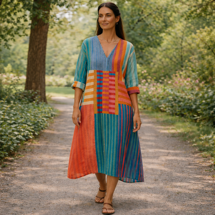 Piyasha - Elegantes Kleid Mit Geometrischen Mustern