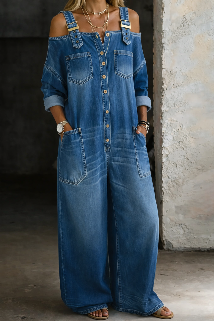 Armas - Off-Schulter Jeans Overall