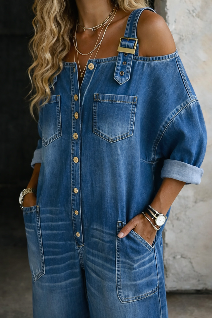 Armas - Off-Schulter Jeans Overall