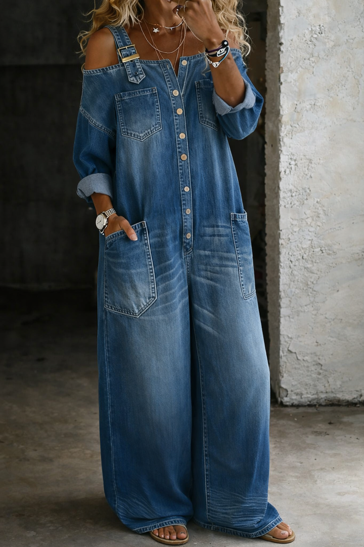 Armas - Off-Schulter Jeans Overall