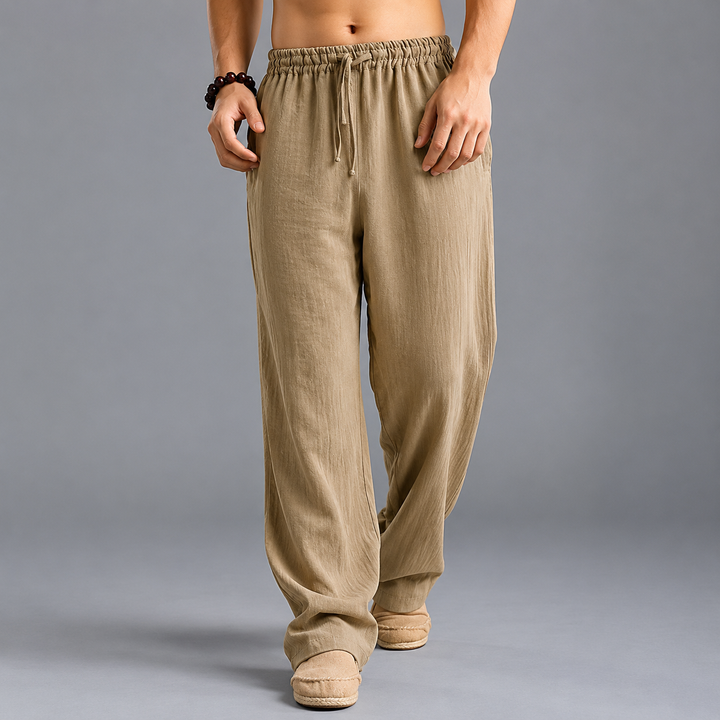 Jooa - Atmungsaktive Lockere Sport Hose Aus Leinen Mit Kordelzug