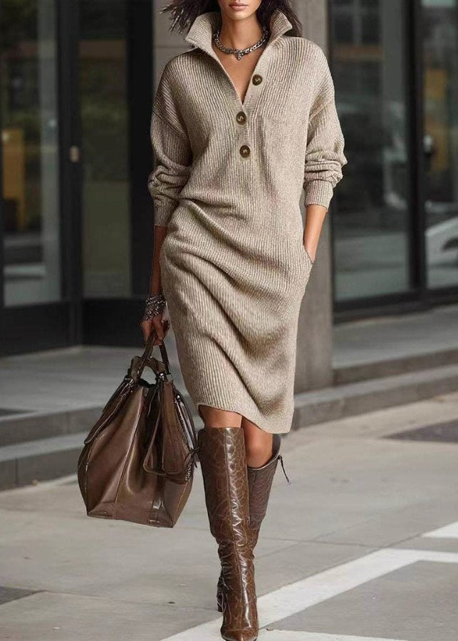 Perona - Elegantes Strick Kleid Mit Knopf
