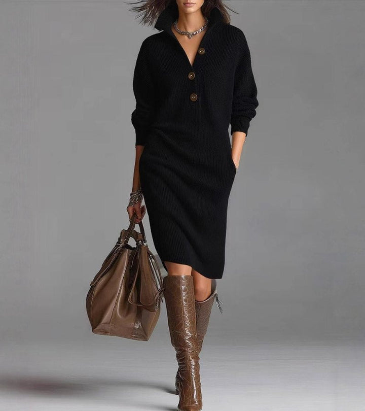 Perona - Elegantes Strick Kleid Mit Knopf