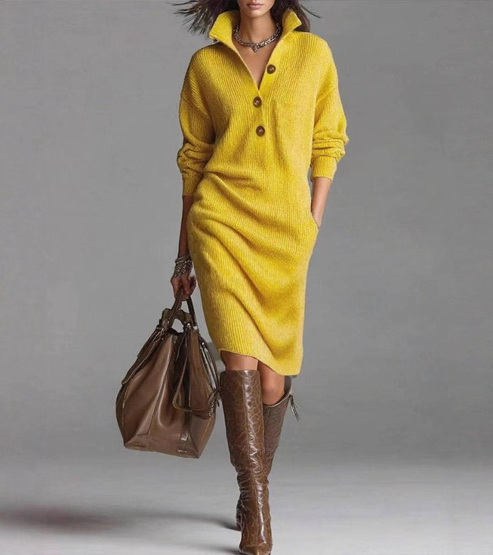 Perona - Elegantes Strick Kleid Mit Knopf