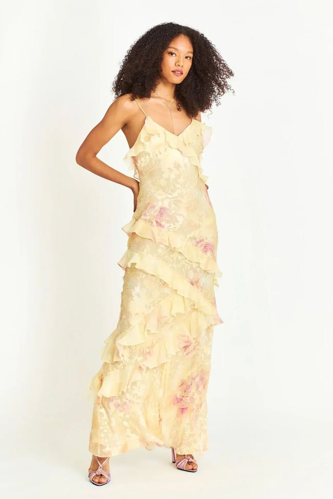 Latonya - Licht Kleid Mit Rüschen