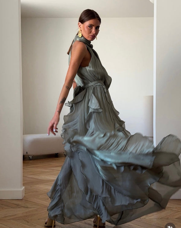 Nataly - Maxikleid Mit Gestuften Rüschen