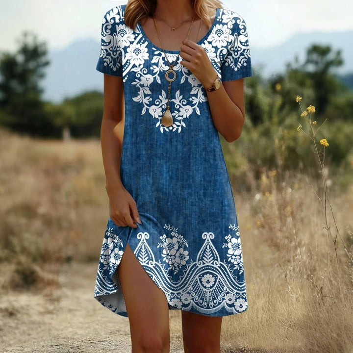 Alexise – Kurzarmkleid mit Blumenmuster