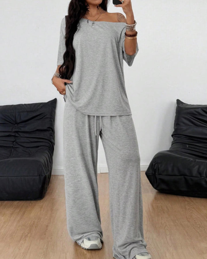 Ratirat – Set Aus Bluse Und Hose mit Weitem Bein