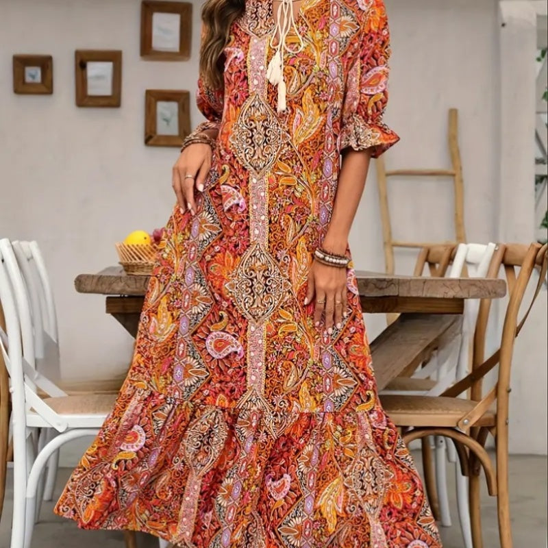 Aniy – Sommerkleid mit Blumenmuster und V-Ausschnitt