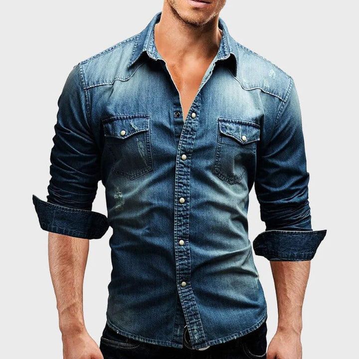 Nemanja – Elegantes Jeans Hemd Mit Taschen