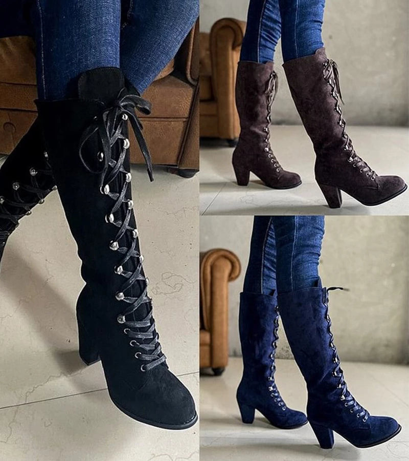 Asmita – Schnürstiefel Aus Wildleder Mit Hohem Absatz