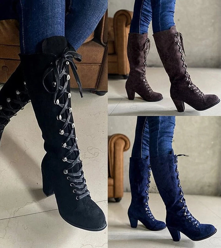 Asmita – Schnürstiefel Aus Wildleder Mit Hohem Absatz