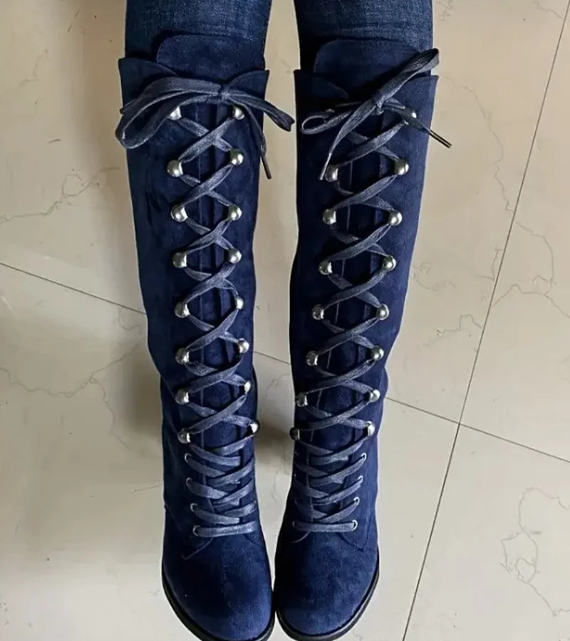 Asmita – Schnürstiefel Aus Wildleder Mit Hohem Absatz